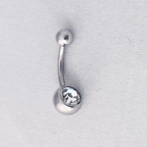 White gold Rhinestone Navel Ring